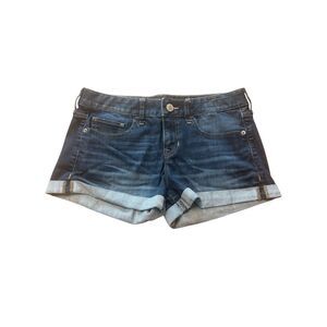 Express Jean Shorts, Women's Size 4 Blue Denim, Cuffed, Pockets